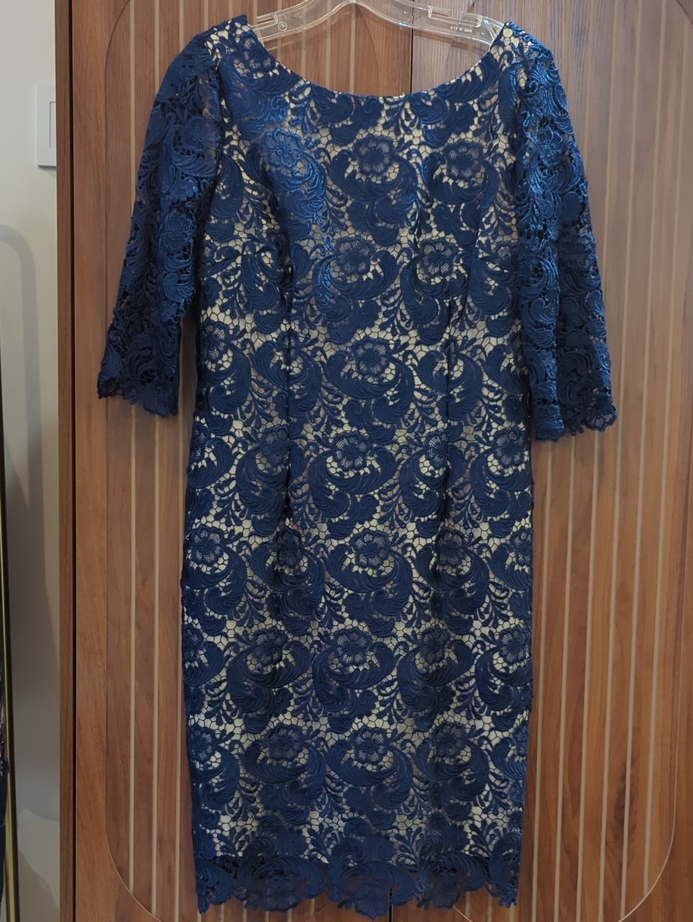 Eliza J Navy Lace Sheath Dress - Elegant Women's Dress - Size 12